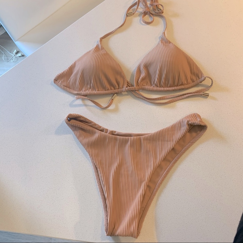 Monday Swimwear Nude Rib bikini set
